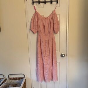 Betsey Johnson Light Pink Eyelet Midi Dress